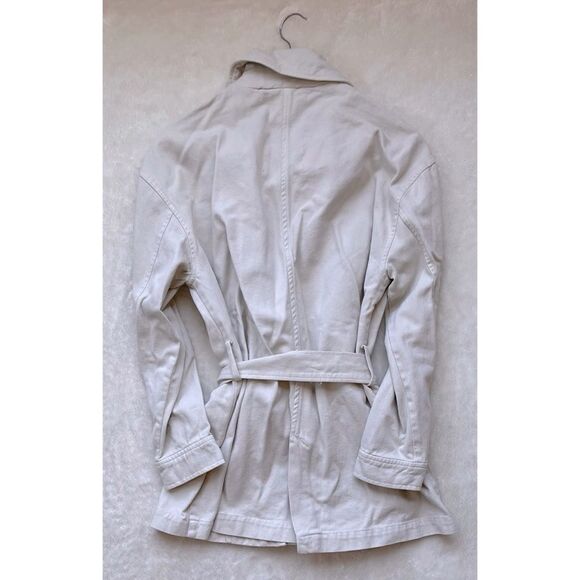 NWOT Zara Denim Jacket with Belt in Ice Color, Size Medium - Picture 14 of 16